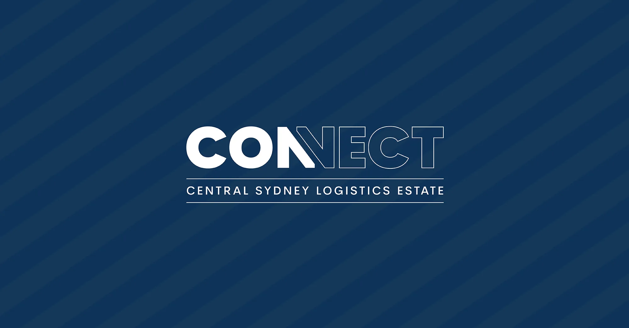 Connect Central Sydney Logistics Estate branding with bold typography and tagline for logistics hub in Villawood Sydney.
