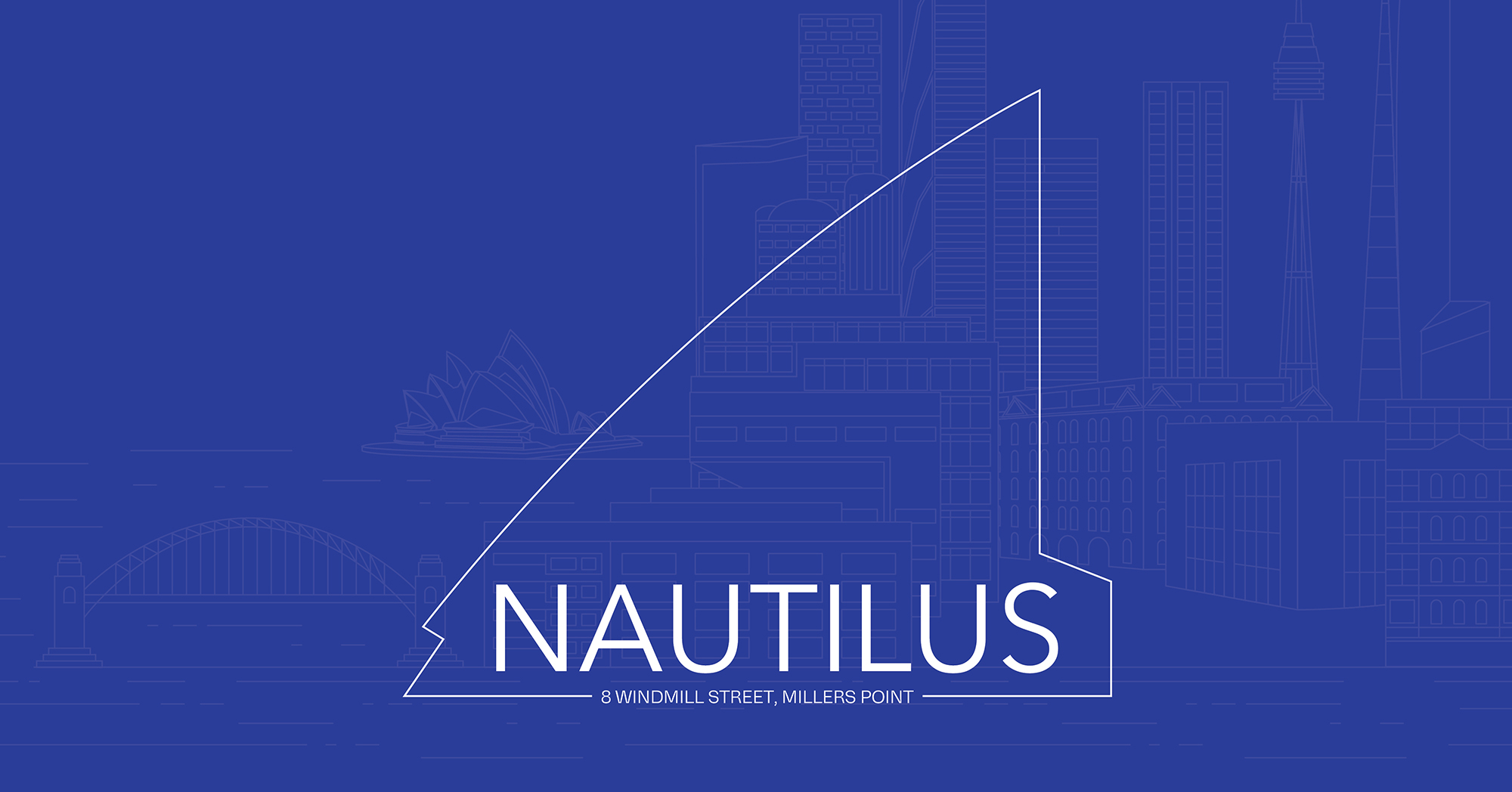Nautilus at 8 Windmill Street Millers Point Sydney branding identity with blue harbour-inspired design.
