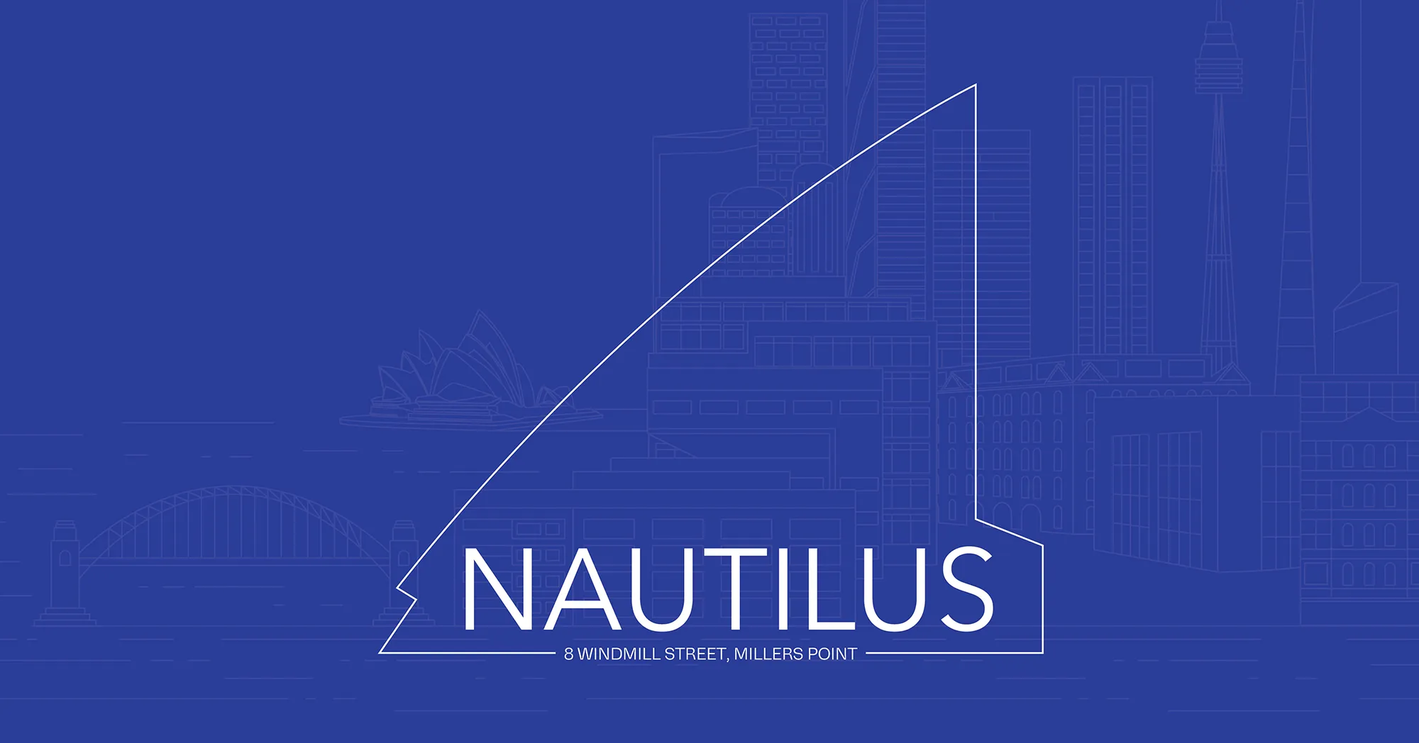 Nautilus at 8 Windmill Street Millers Point Sydney branding identity with blue harbour-inspired design.
