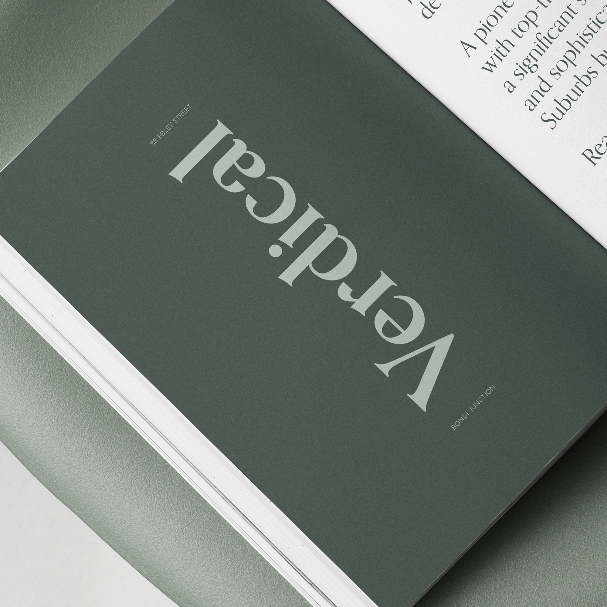 Verdical Bondi Junction branding inside property brochure, showcasing premium commercial development identity at 88 Ebley Street.