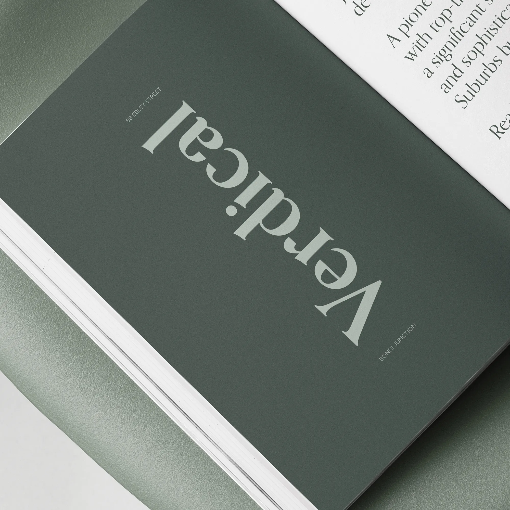 Verdical Bondi Junction branding inside property brochure, showcasing premium commercial development identity at 88 Ebley Street.