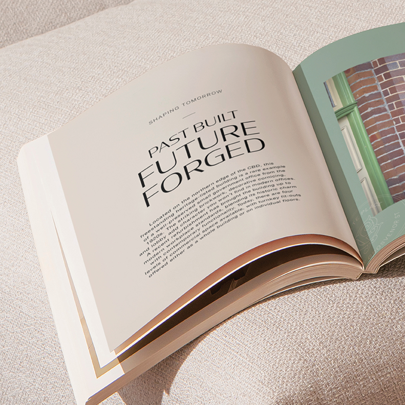 Verdical Bondi Junction branding inside property brochure, showcasing premium commercial development identity at 88 Ebley Street.