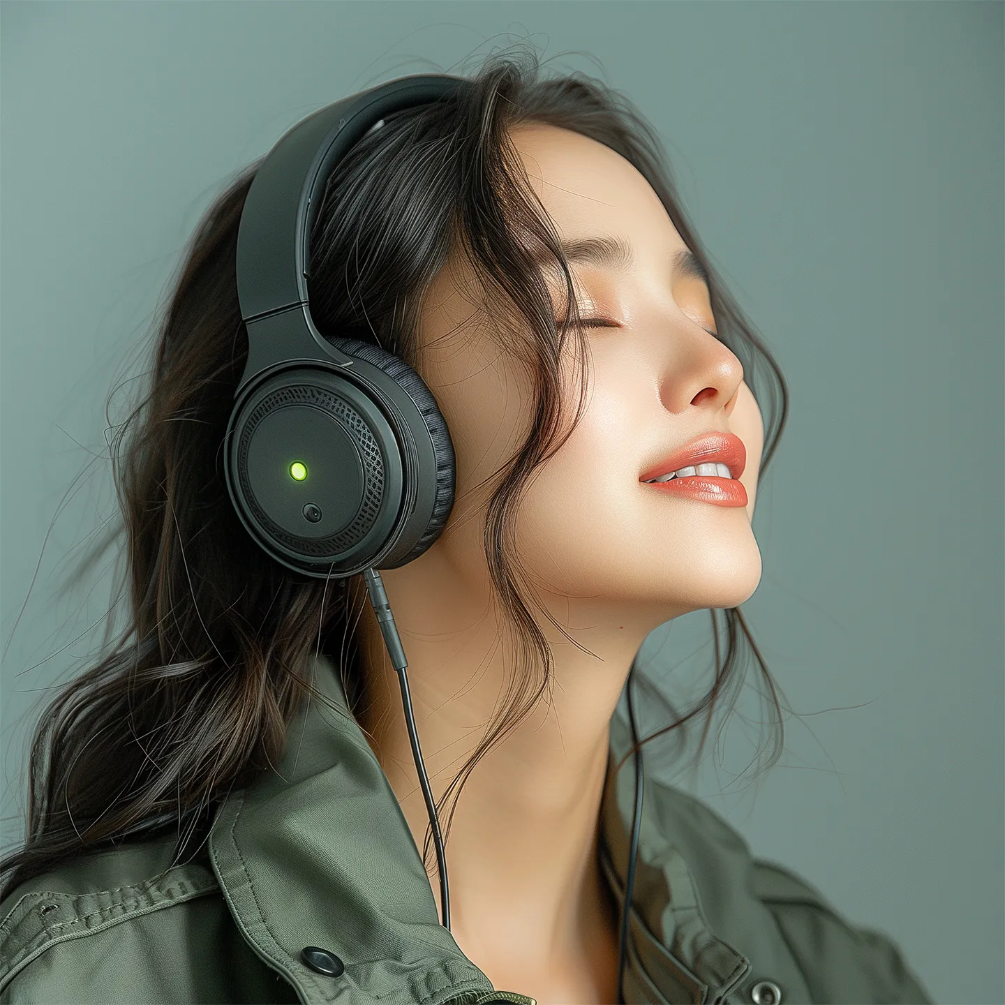 woman with headphones