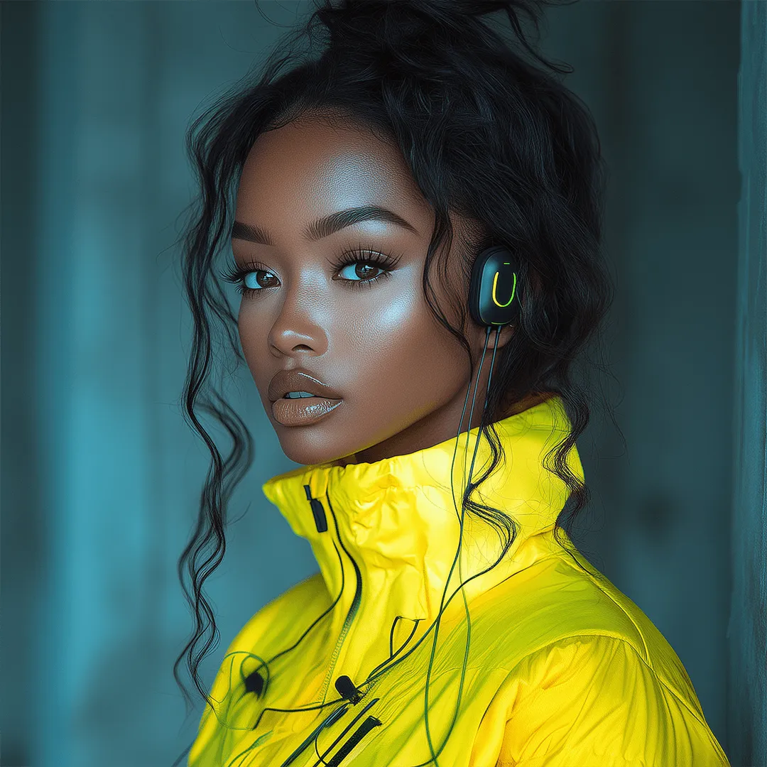 woman with earphones