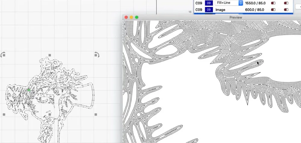 An image showing laser cutting design software in use