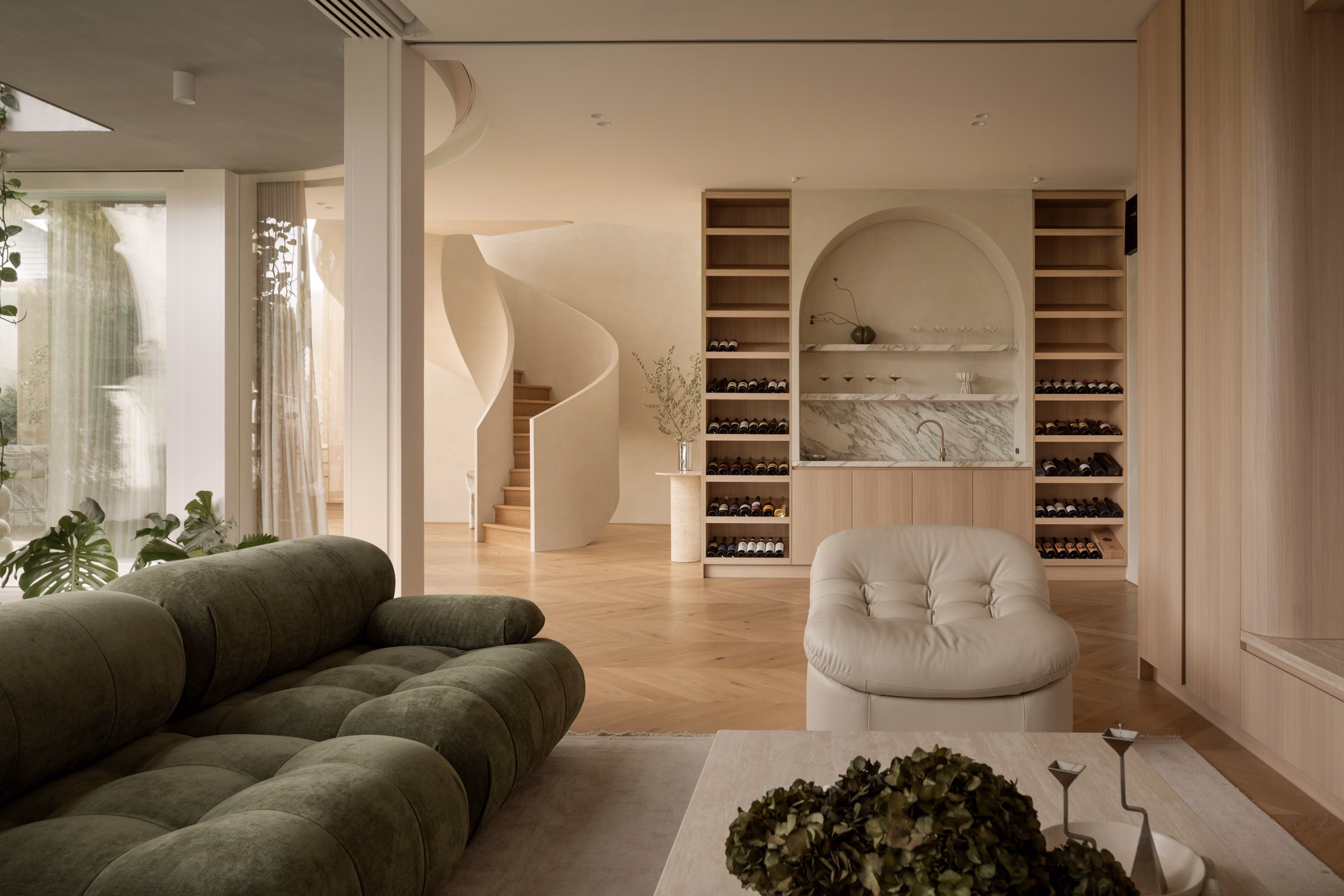Custom walk-in wardrobe with premium finishes and timber cabinetry in an exclusive Brisbane residential project.