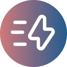 White left and right arrows pointing in opposite directions on a blue circular gradient background.