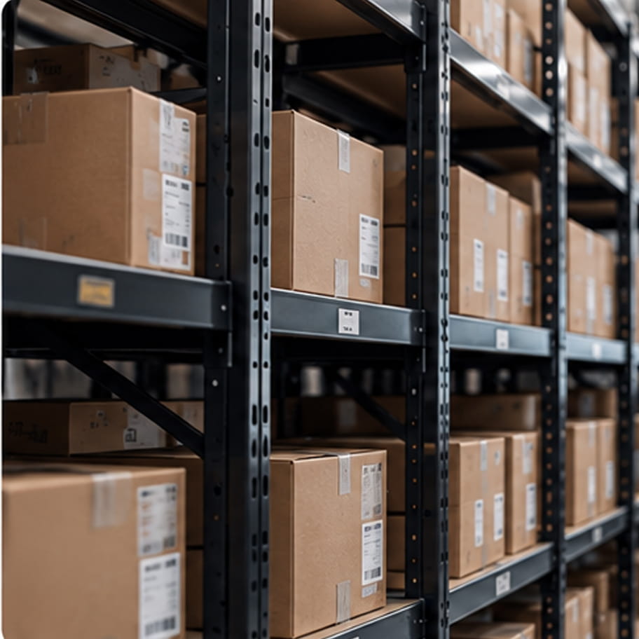 Stock on warehouse racking