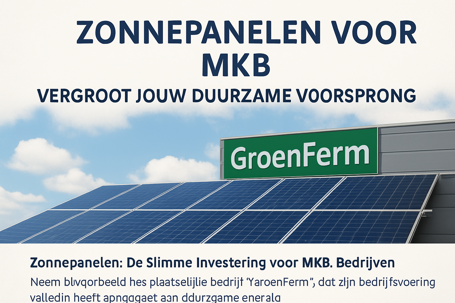 Zonnepanelen Voor MKB: Vergroot Jouw Duurzame Voorsprong
