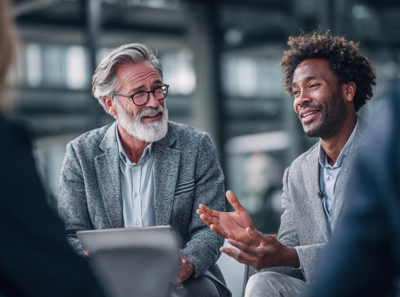 Professionals discussing digital transformation strategy