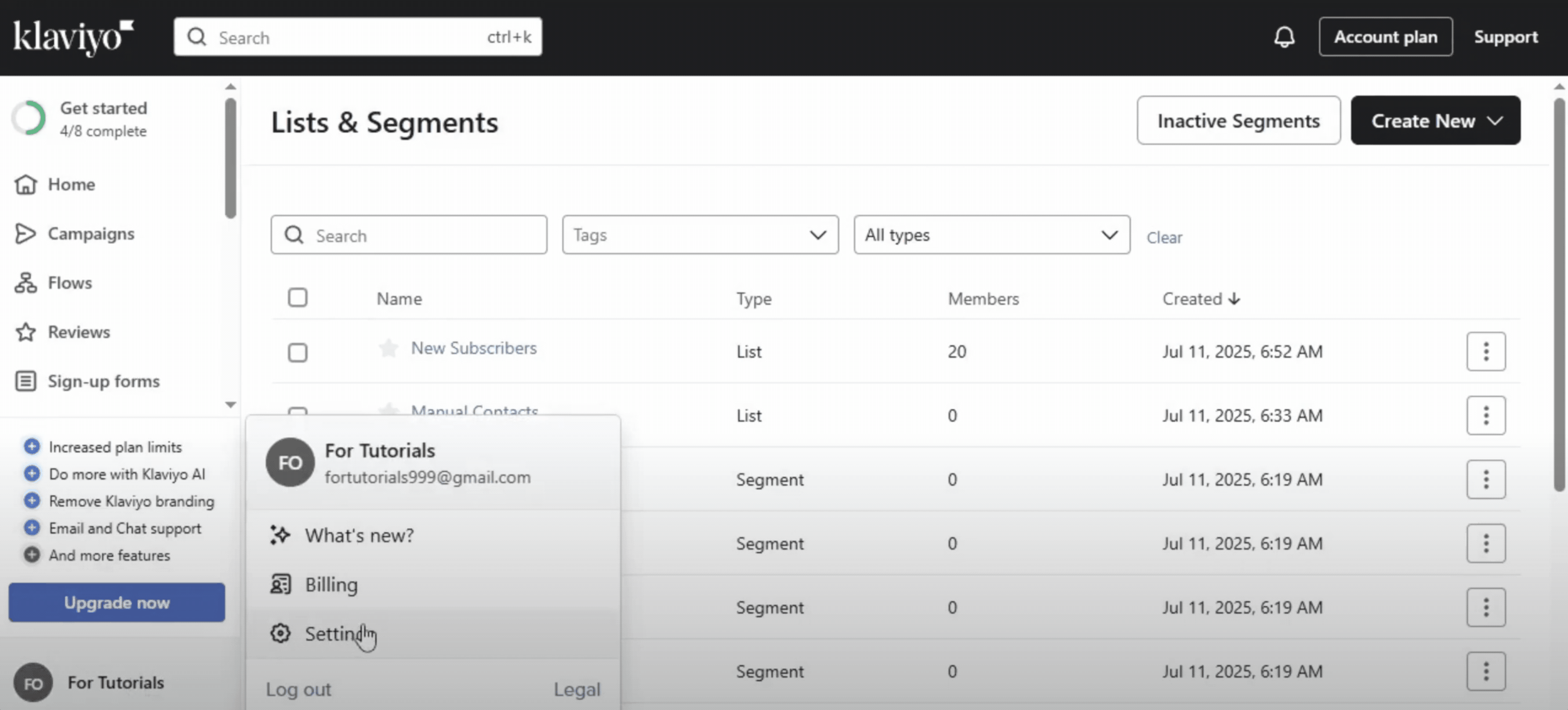 GIF showing where to bulk delete subscribers in Klaviyo