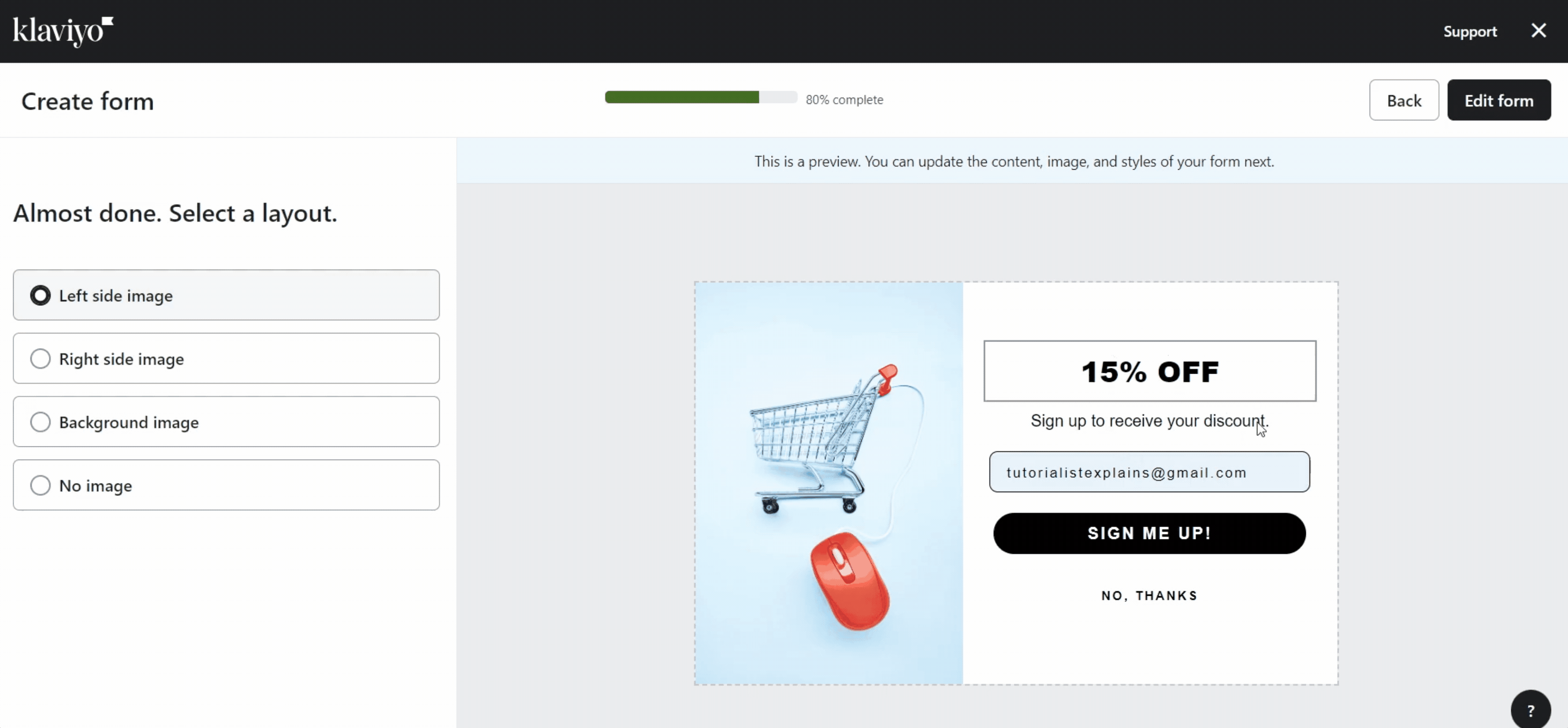 Copy the entire code from the modal to embed it with Shopify