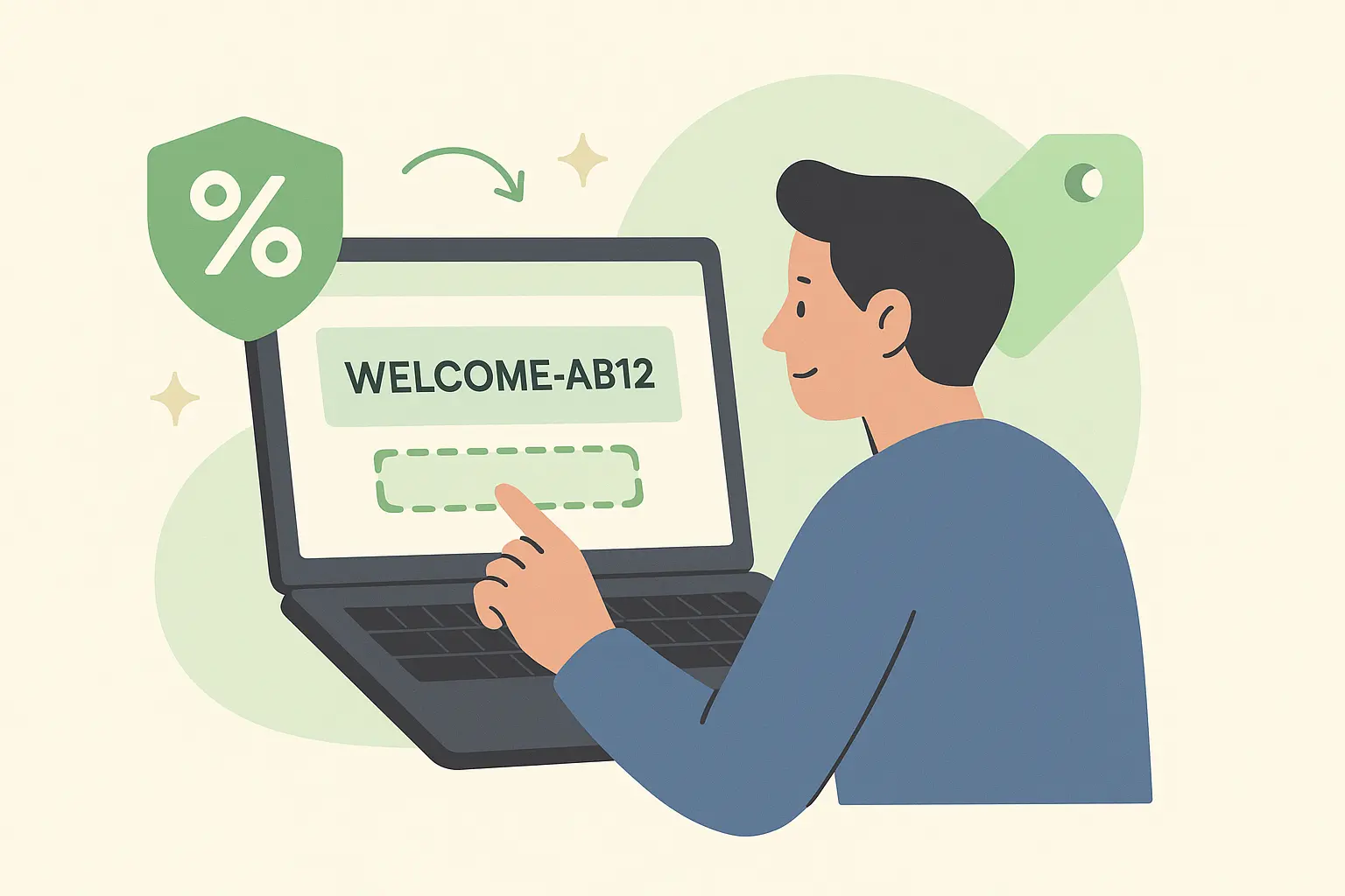 blog thumbnail A person creating a unique one-time coupon code on a laptop, symbolizing Klaviyo and Shopify integration for personalized discounts.