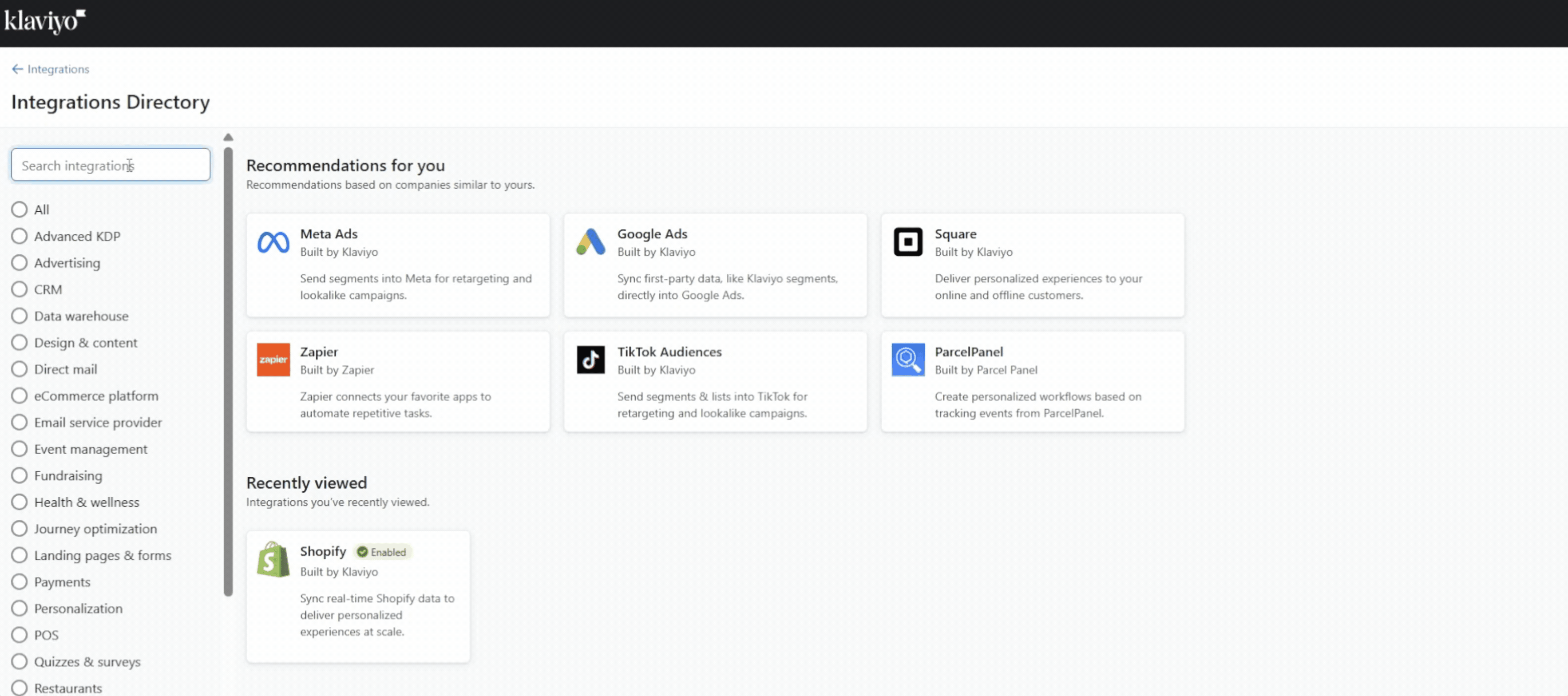 Gif showing how to integrate klaviyo with shopify