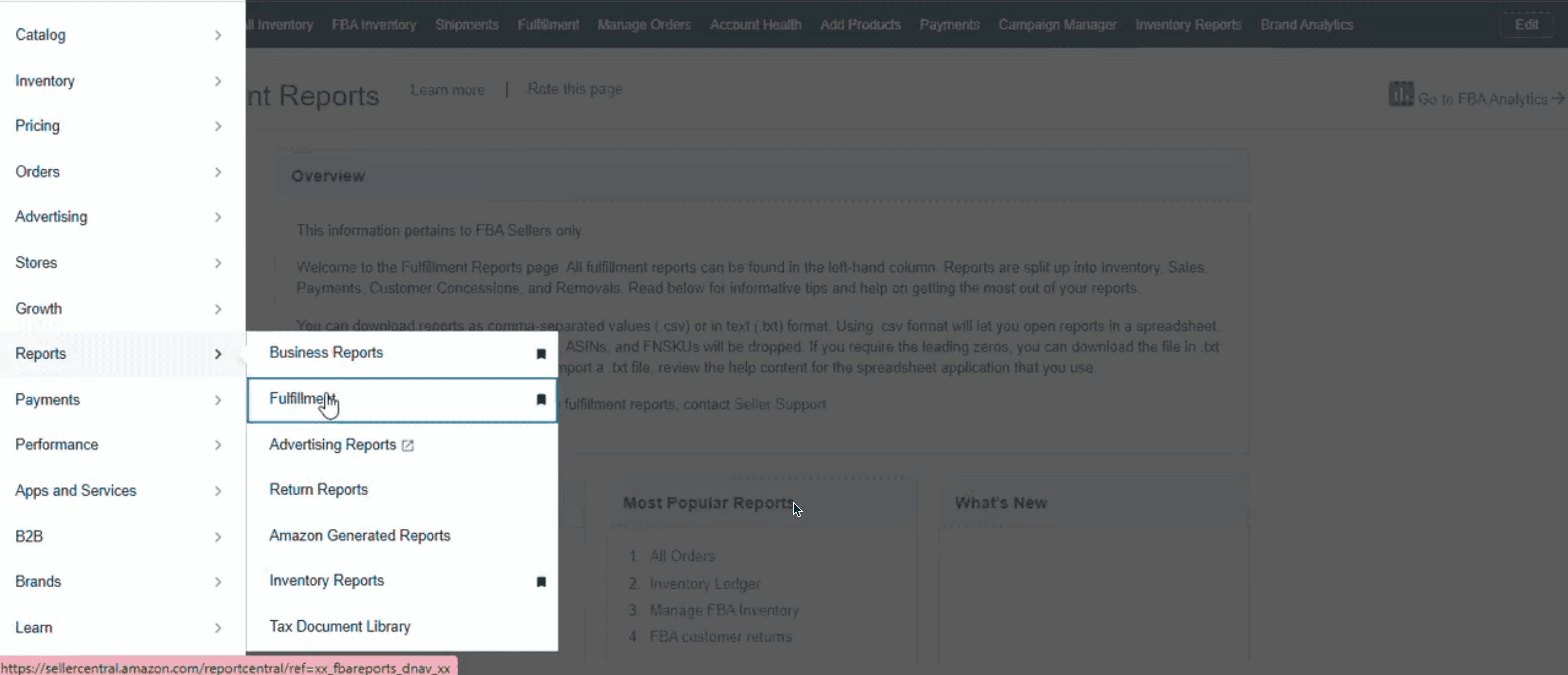 Gif showing how to generate Restock Inventory report 