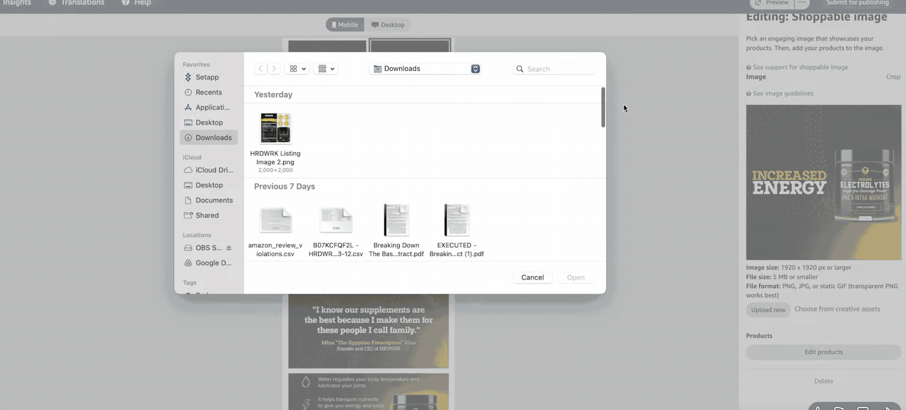 A Gif showing how to add products on your amazon store