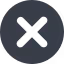 Black close icon with an X symbol inside a circle.