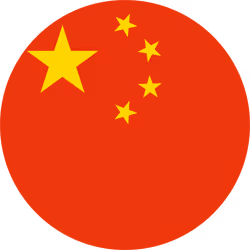 Circular icon of the flag of China featuring one large yellow star and four smaller yellow stars on a red background.