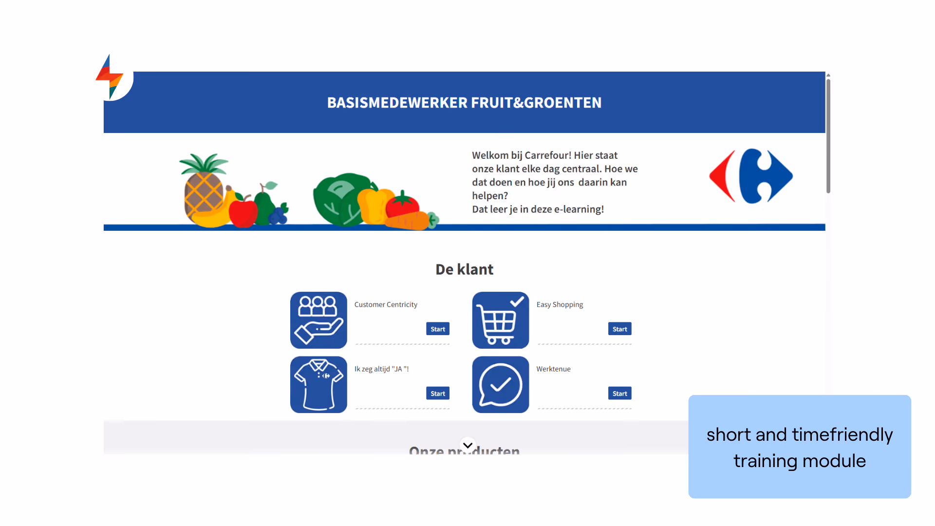 Short, time-friendly Carrefour training module