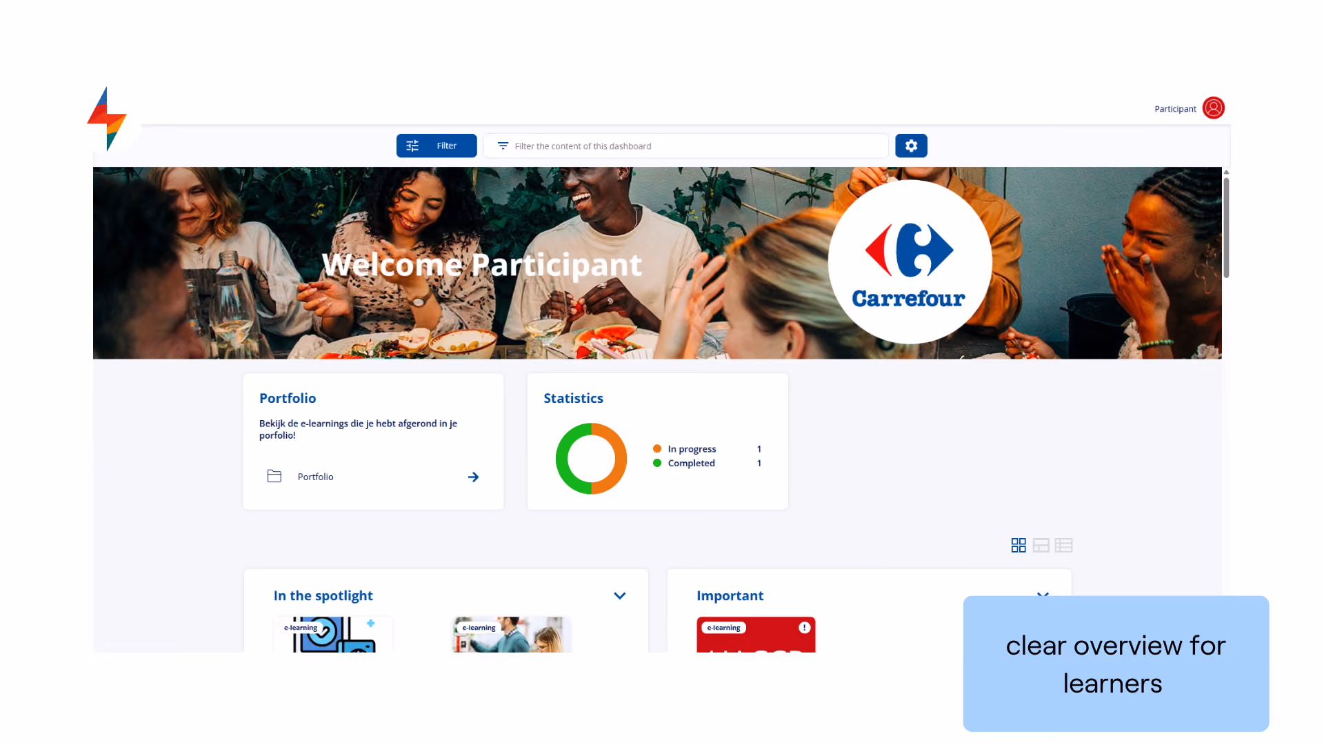 Carrefour e-Learning with a clear overview for learners