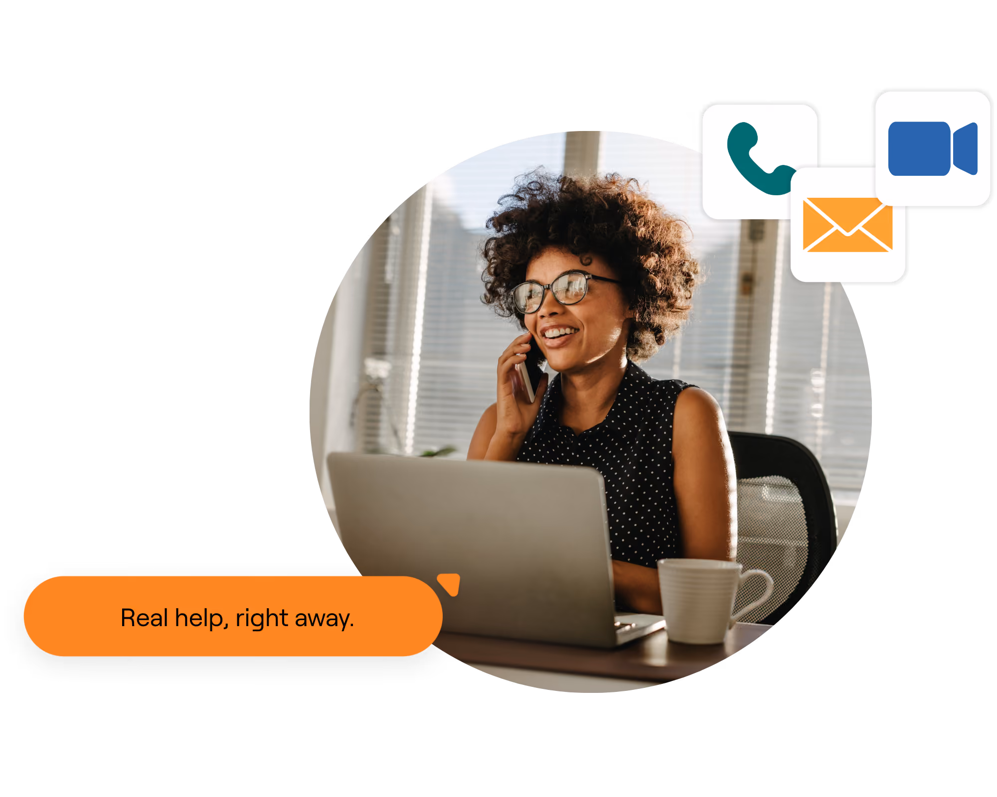 Support agent helping a customer by phone