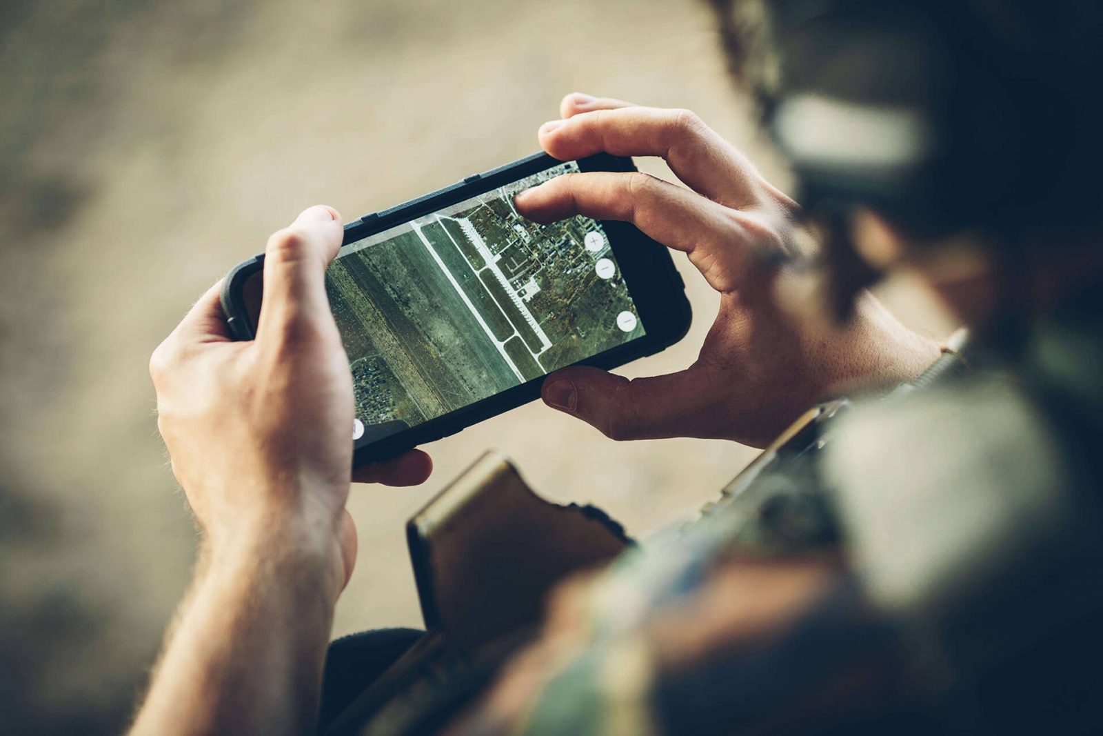 Operator viewing wide-area imagery on a handheld device