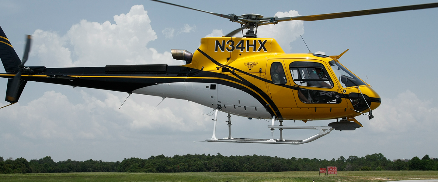 Helicopter with a mounted WAMI pod