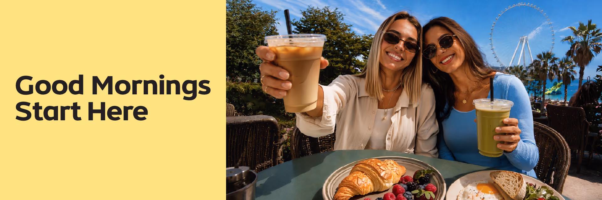 Breakfast, beach views and your morning drink on us!