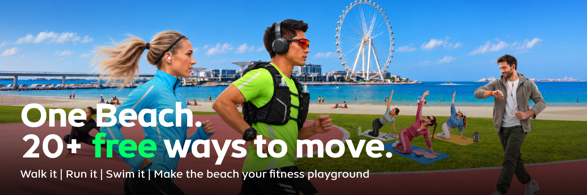 One Beach. 20+ Ways to Move
