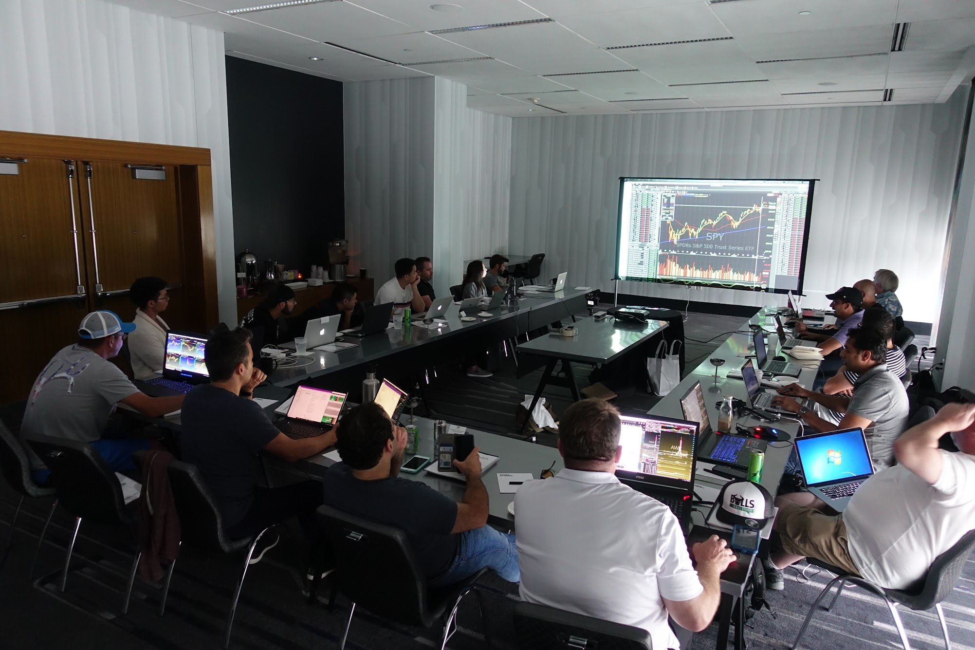 Bulls on Wall Street students attending the in-person live trading course bootcamp with Kunal Desai.