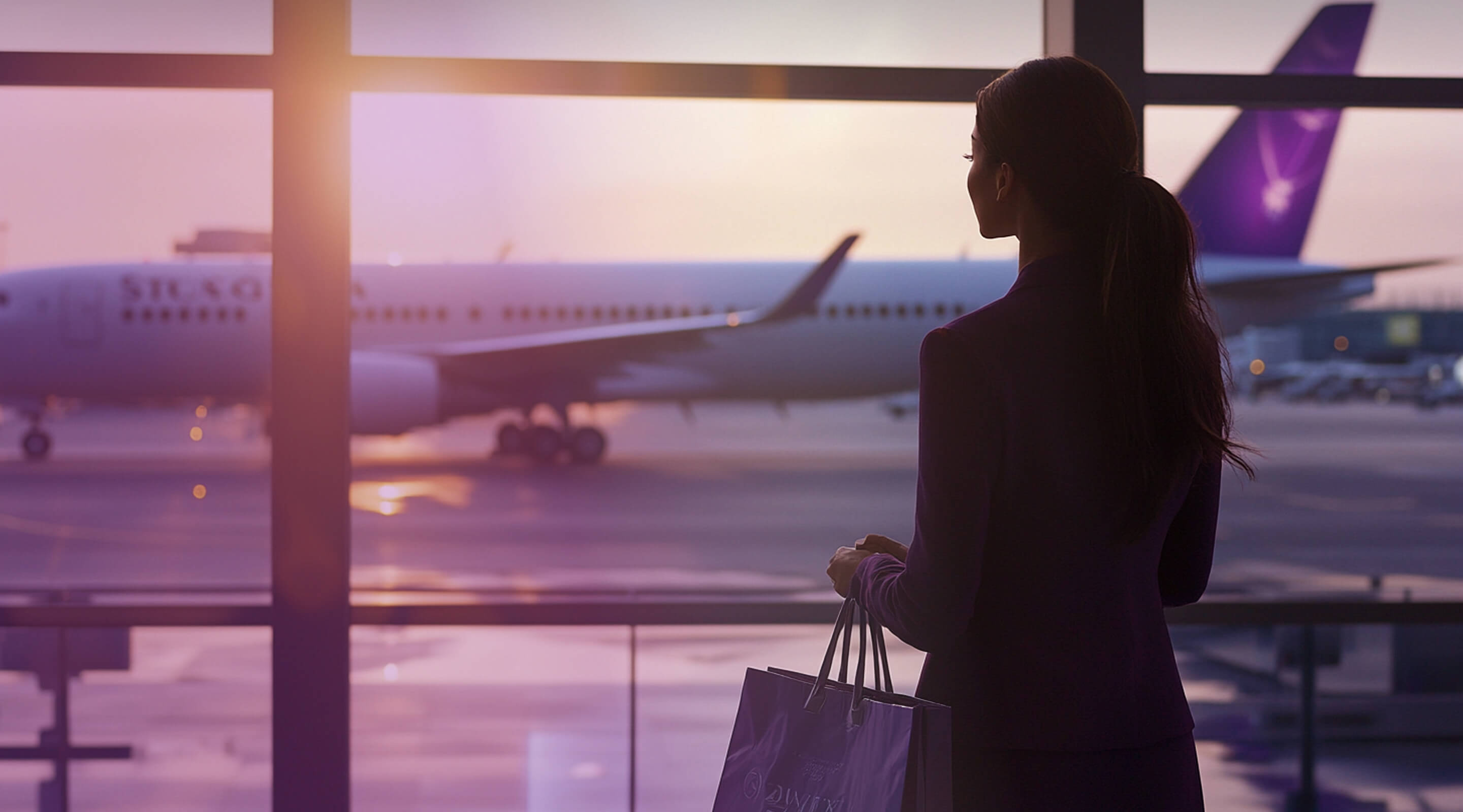 Traveller moving through the airport journey