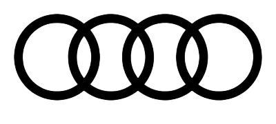 Audi logo with four interlocked silver rings.