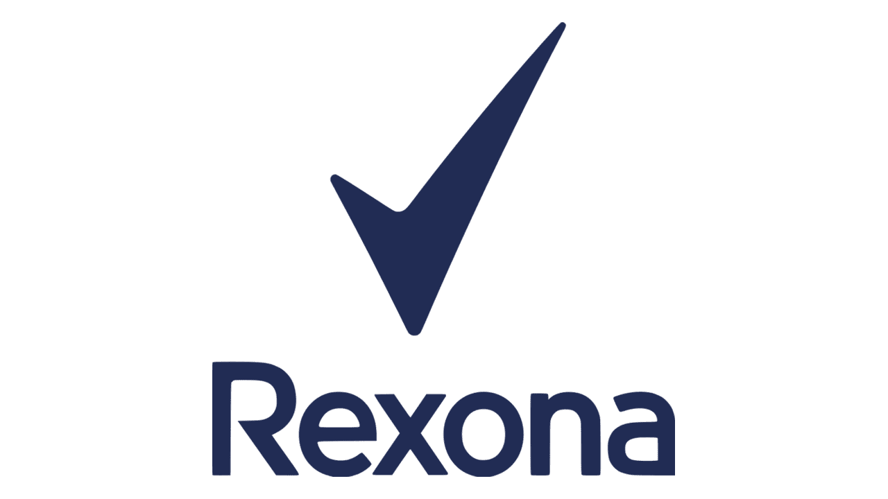 Rexona brand logo featuring a checkmark above the name.