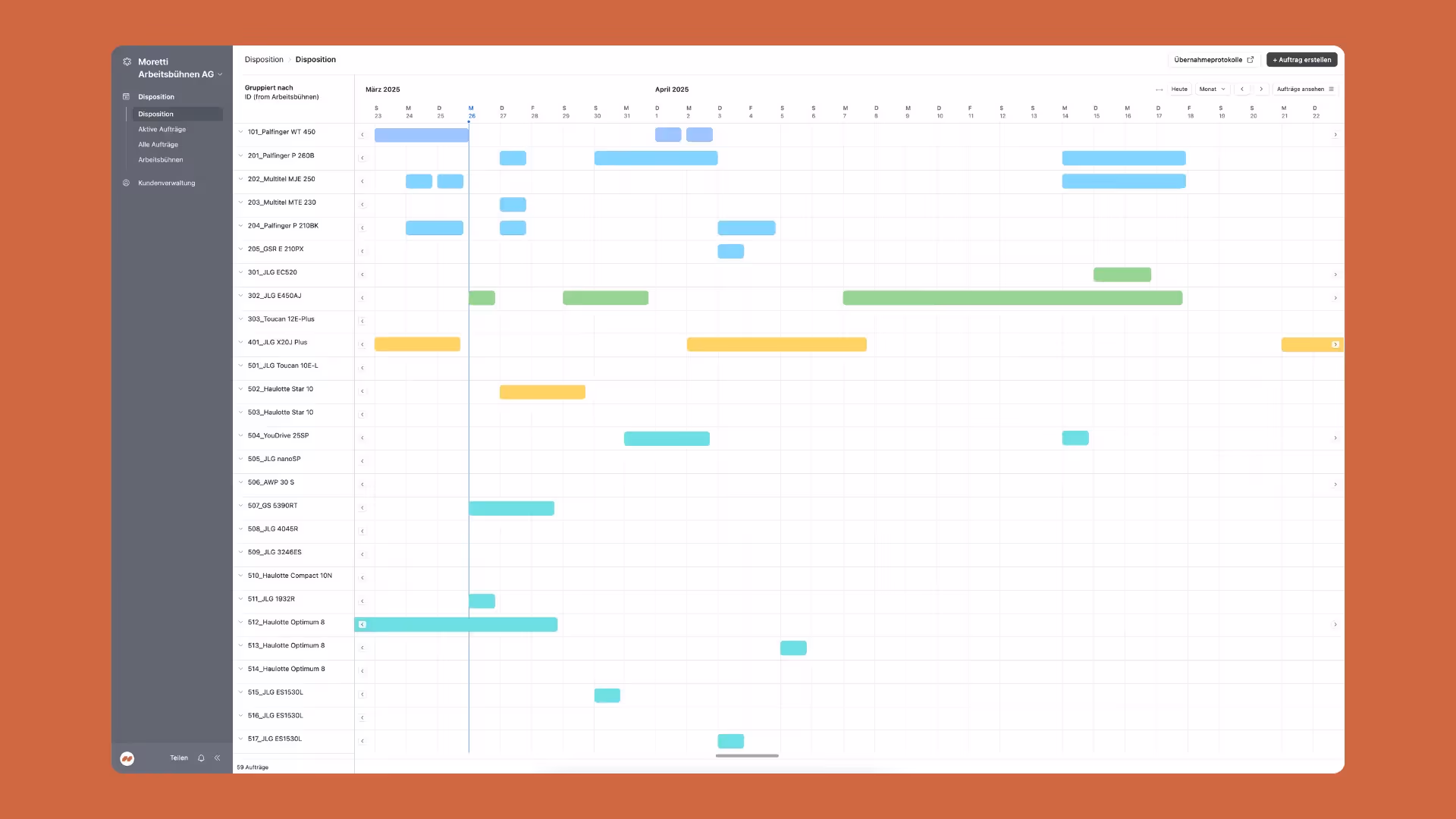Softwarelösung für Vermietung und Disposition von Arbeitsbühnen