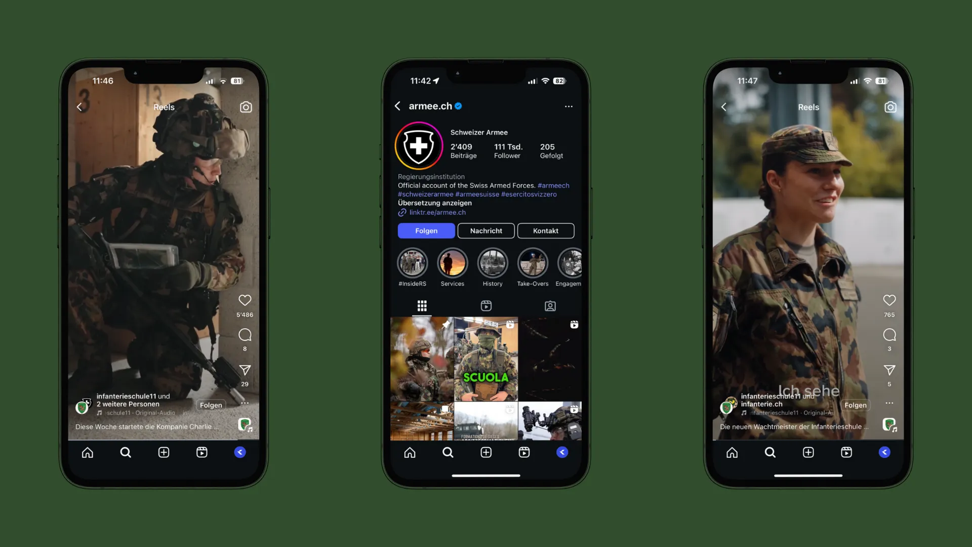 Verwaltung der Social Media Kanäle der Schweizer Armee