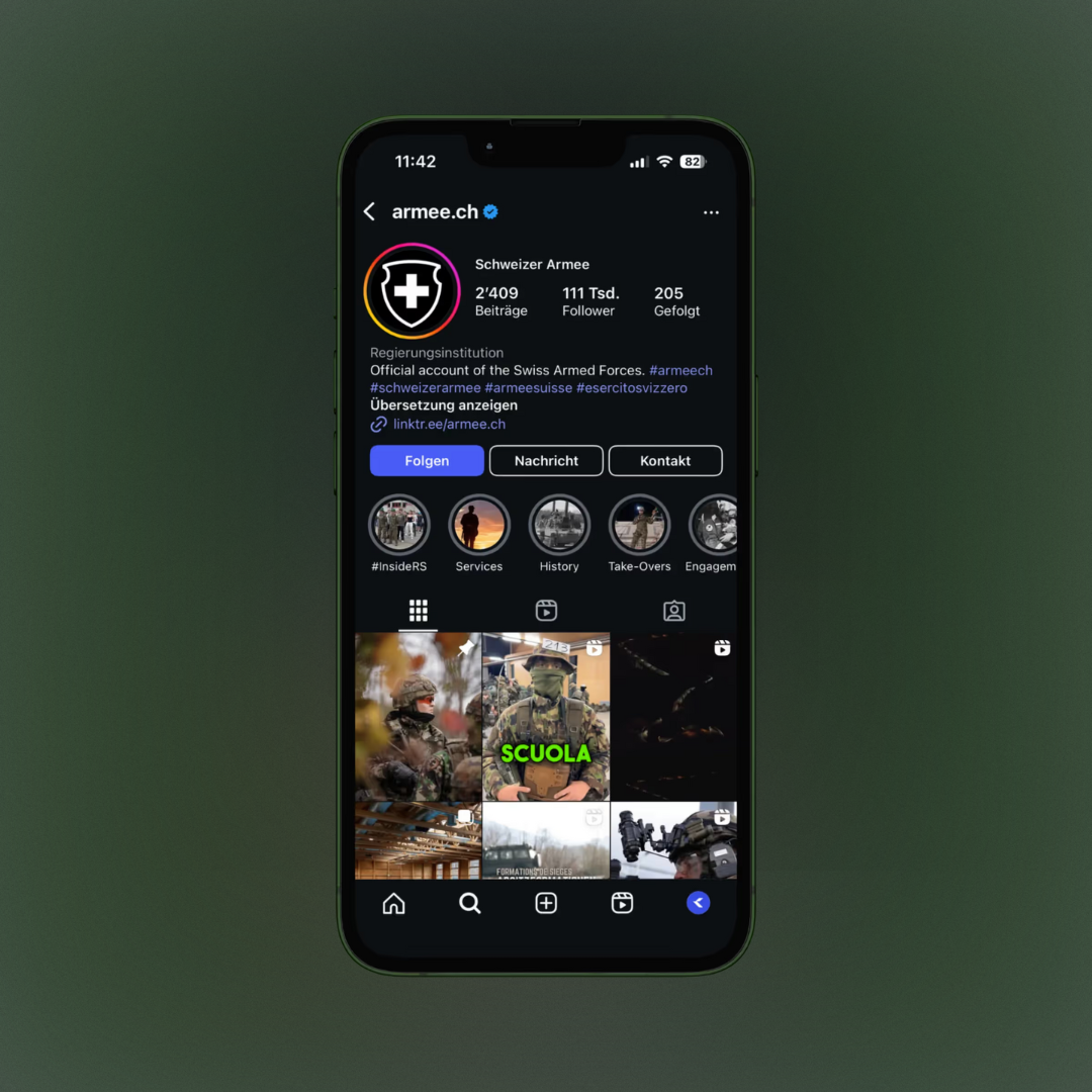 Verwaltung der Social Media Kanäle der Schweizer Armee