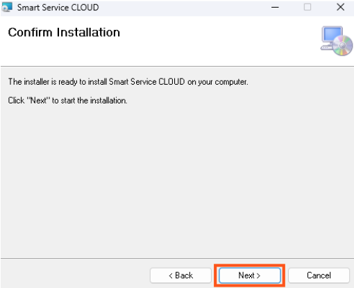 Confirm installation screen of the Cloud Desktop installer