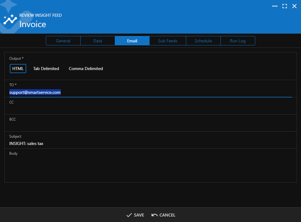 Insight Feed — Email tab