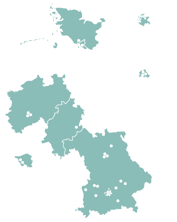 Aktuelle Karte der Standorte in unserem Netzwerk in Deutschland