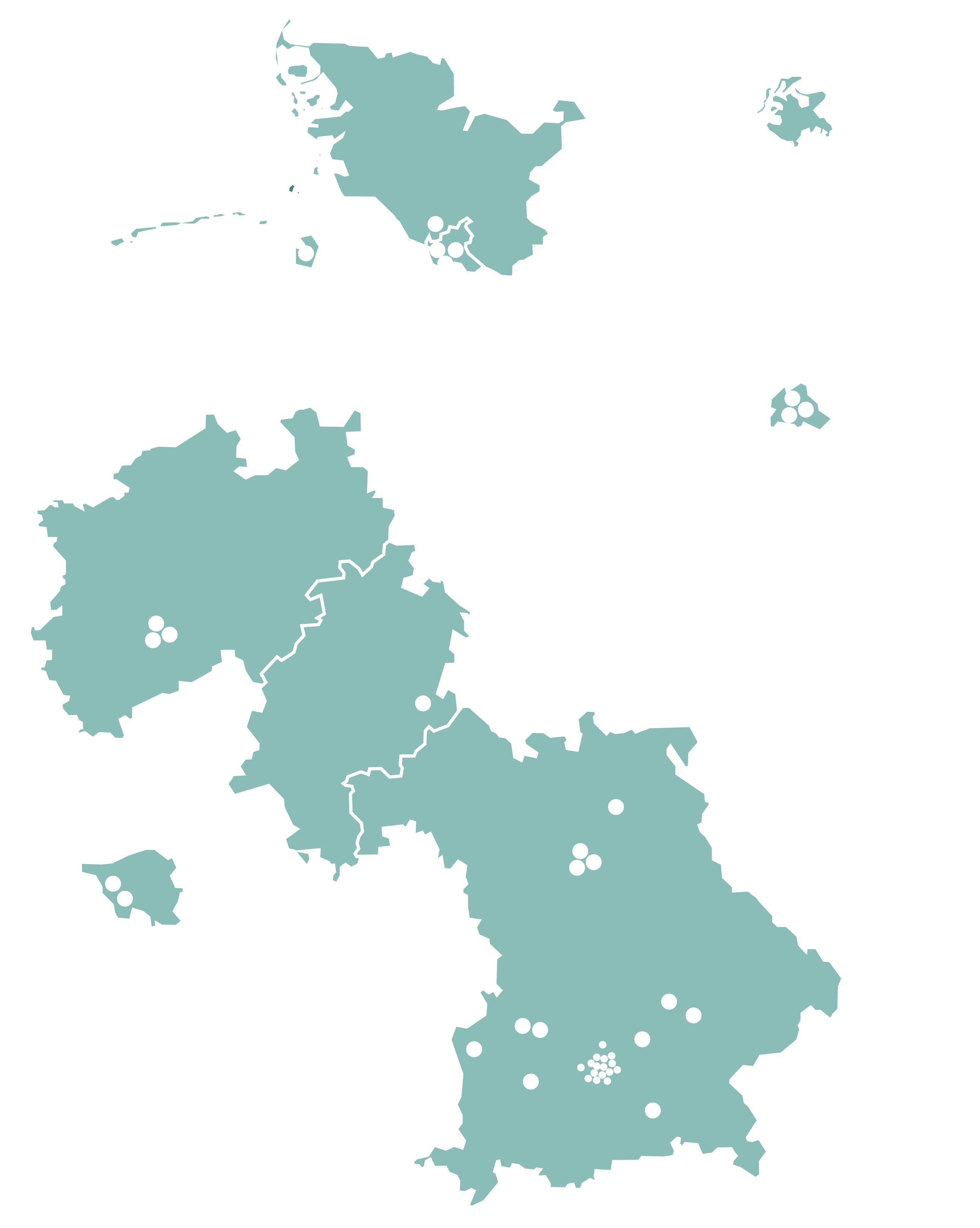 Aktuelle Karte der Standorte in unserem Netzwerk in Deutschland