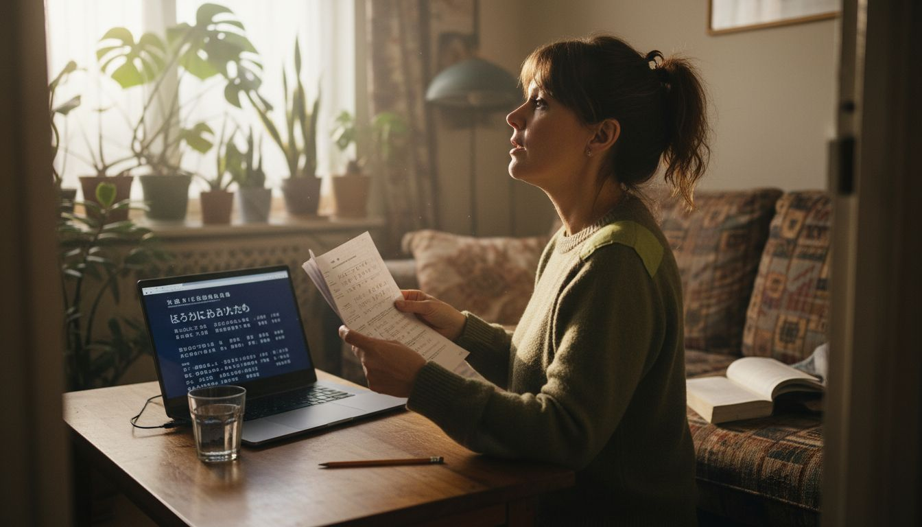 Woman practicing pronunciation by singing aloud