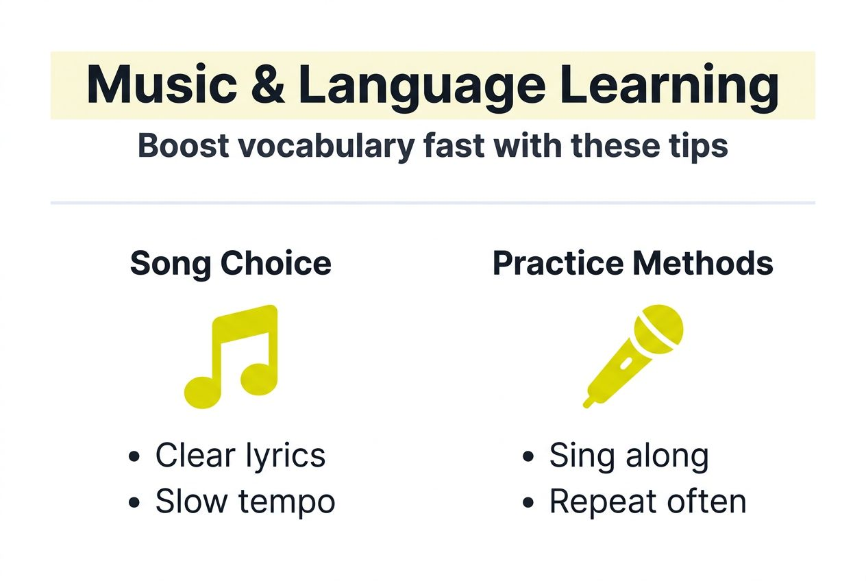 Infographic outlining music-based language learning steps