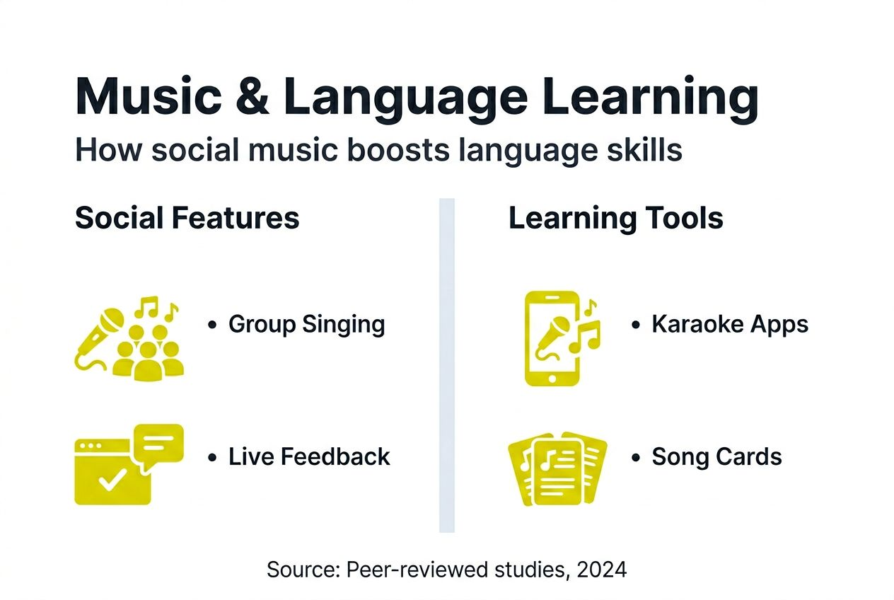 Infographic of music-based language learning features