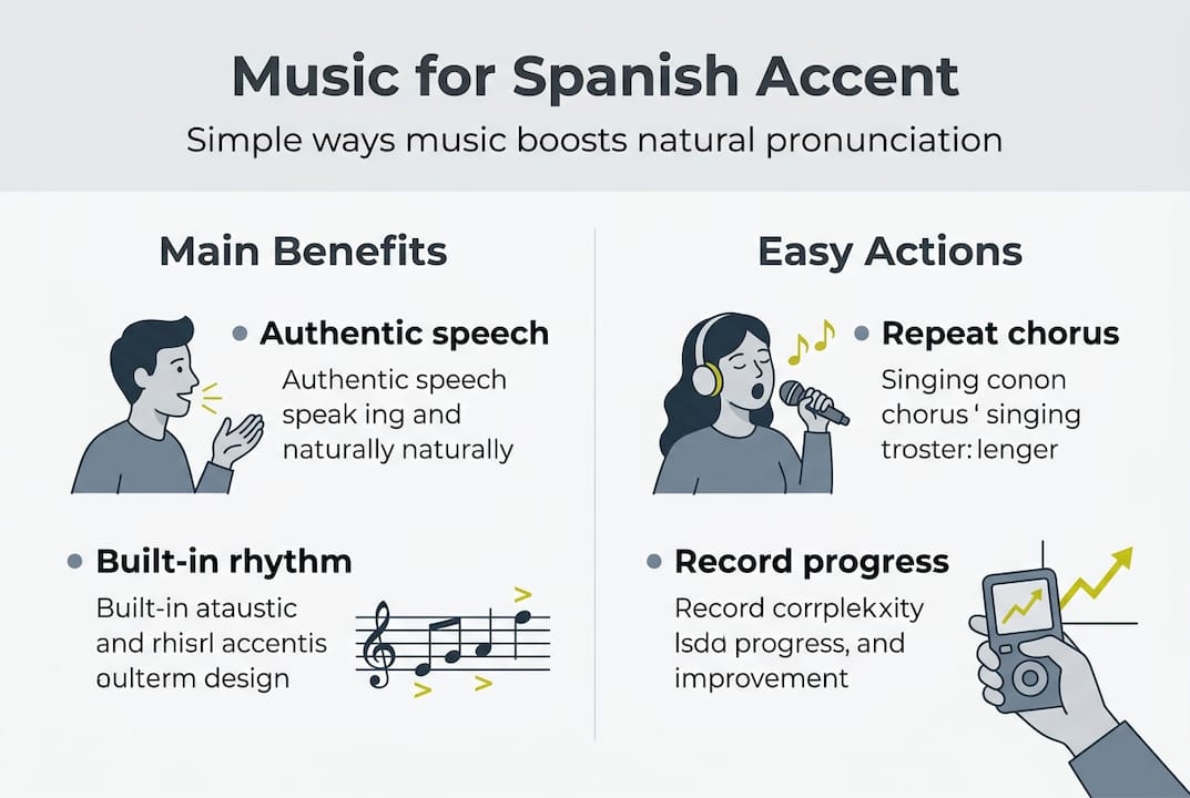 Music-based Spanish accent improvement infographic