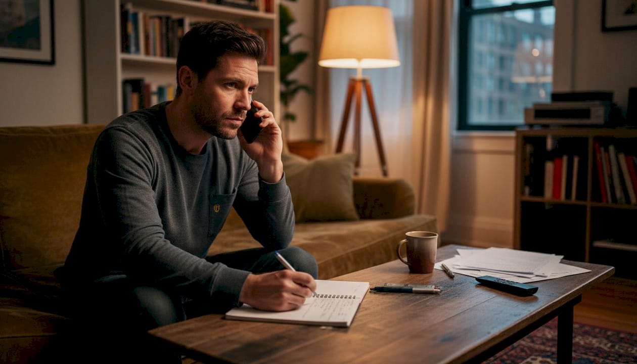 Man reviewing accent progress notes