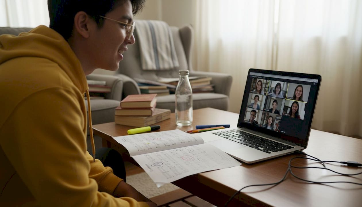 Student joins online music vocabulary discussion