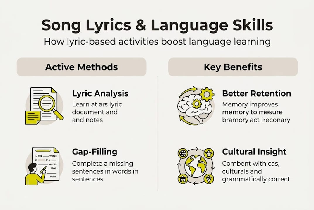 Infographic shows lyric activities and language gains