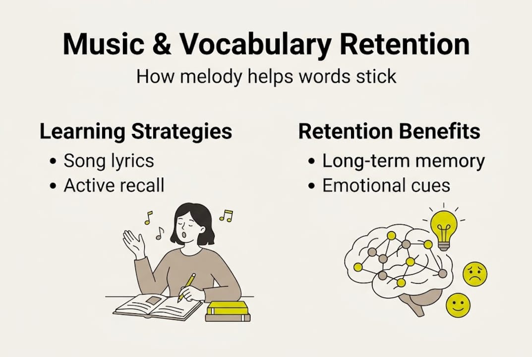 Infographic music-driven vocabulary retention