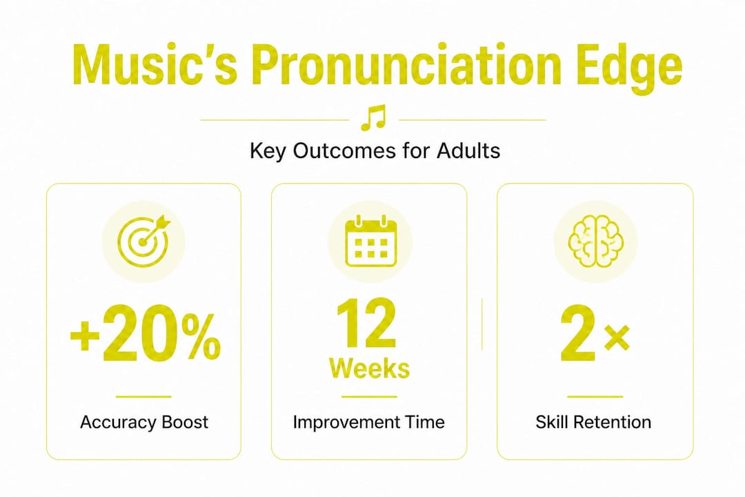 Infographic with music and pronunciation improvement statistics