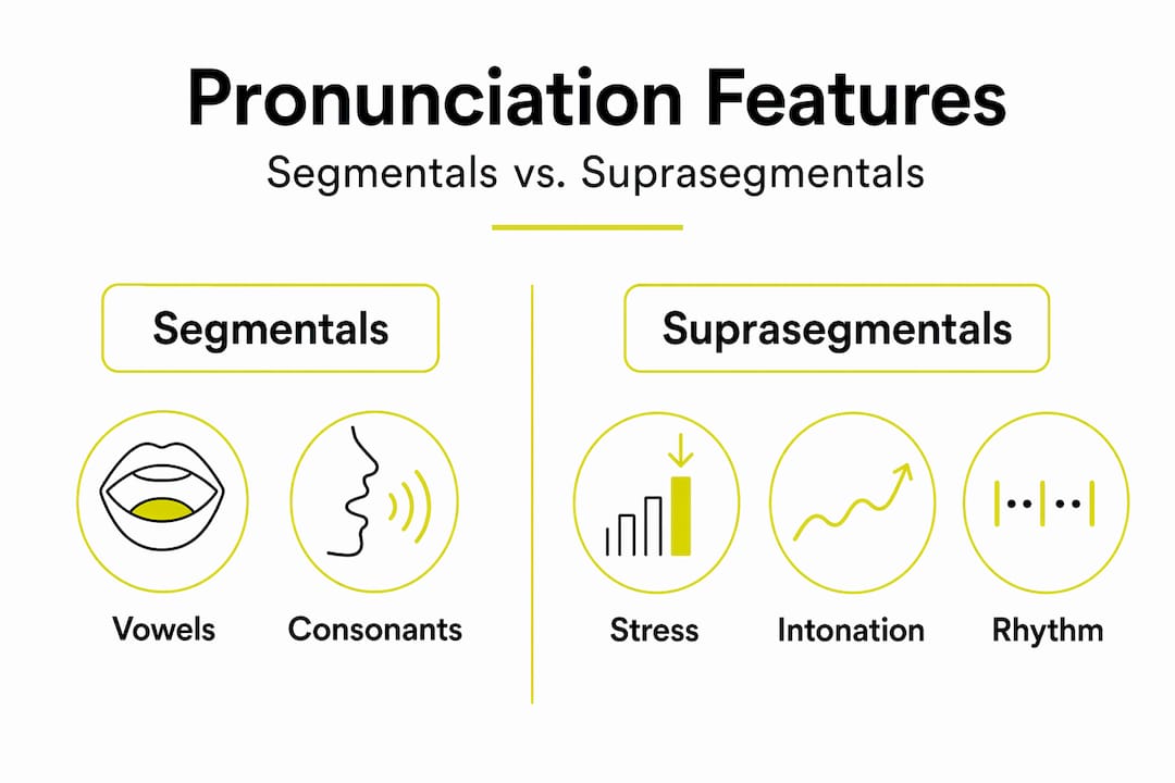 Infographic comparing segmental and suprasegmental pronunciation